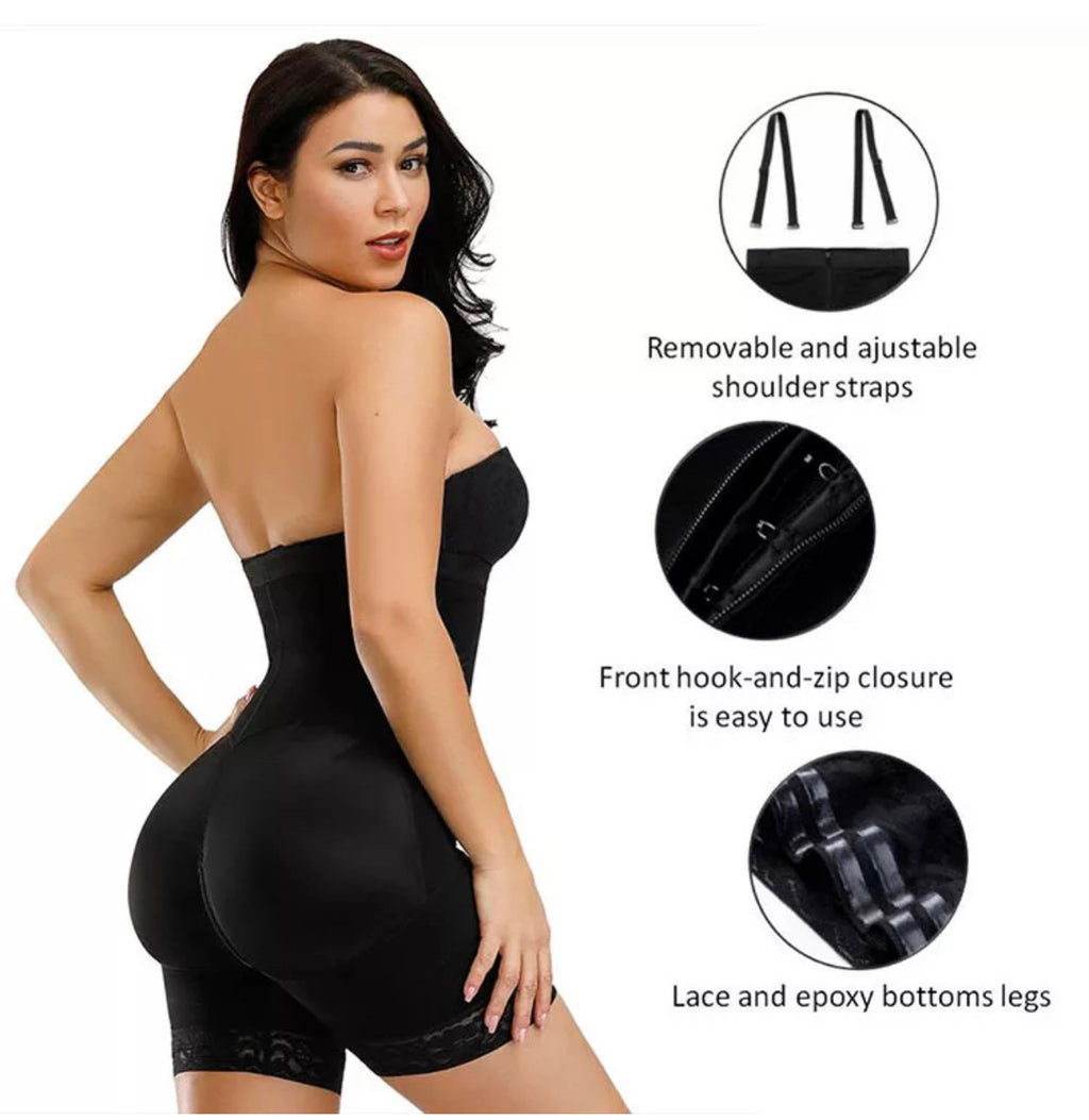 Detachable Straps Body Shaper Zipper Abdominal Control